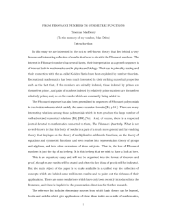 FROM FIBONACCI NUMBERS TO SYMMETRIC