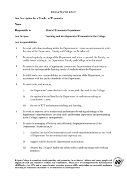 Job Description for a Teacher of Mathematics and