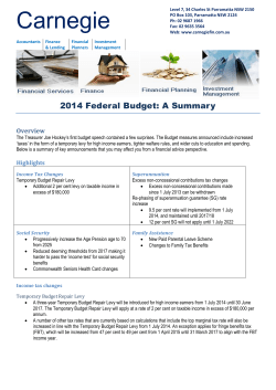2014 Federal Budget - Carnegie Financial Services