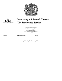 Insolvency - A Second Chance The Insolvency Service