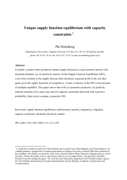 Unique supply function equilibrium with capacity constraints