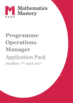 Programme Operations Manager Application Pack
