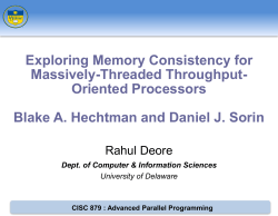 CISC 879 : Advanced Parallel Programming