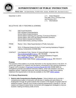 2014&ndash;15 Required Actions for the K&ndash;4 and Learning Assistance