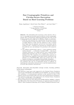 Fast Cryptographic Primitives and Circular