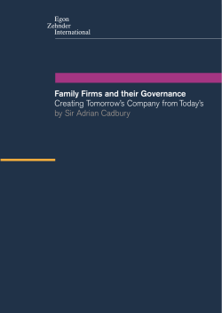 Family Firms and their Governance: Creating Tomorrow`s Company