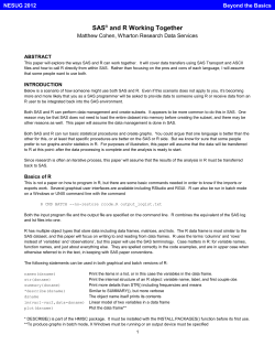 SAS&reg; and R Working Together