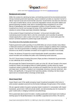 Impact Seed - Submission to Social Impact Investing