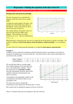 Regression: Finding the equation of the line of best fit