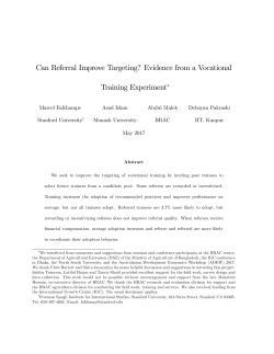 Can Referral Improve Targeting? Evidence from a Vocational