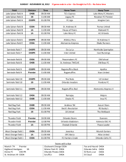 SUNDAY - NOVEMBER 18, 2012 If game ends in a tie &ndash; Go Straight