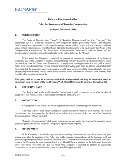 Policy for Recoupment of Incentive Compensation