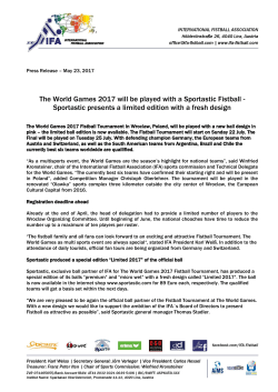 The World Games 2017 will be played with a Sportastic