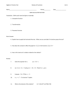 Algebra II Practice TestReview of FunctionsUnit 1