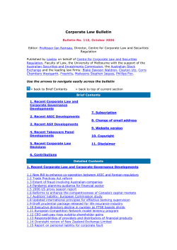 Corporate Law Bulletin 110 - October 2006