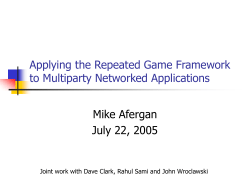 Applying Repeated Games to Networking Problems