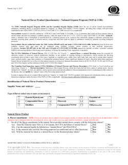 Printed: May 21, 2012 Printed: May 21, 2012 Natural Flavor Product