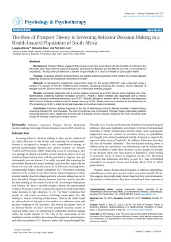 The Role of Prospect Theory in Screening Behavior Decision