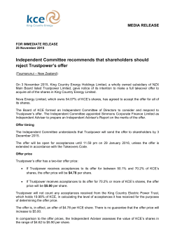Independent Committee recommends that shareholders