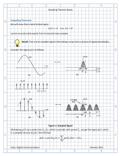 Sampling Theorem Notes Class: Digital Communications Dentato