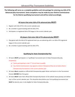 Advanced Play Tournament Guidelines