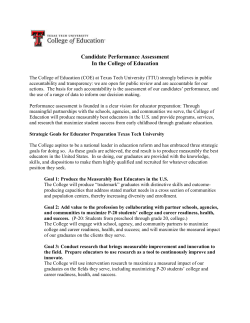 Candidate Performance Assessment In the College of Education