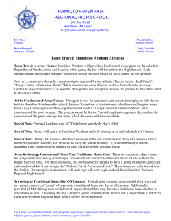 Statement on Team Travel - Hamilton Wenham Regional School