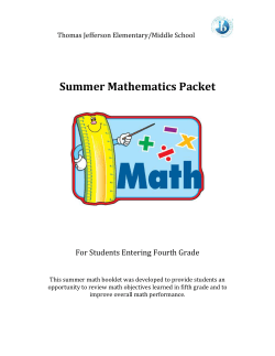 Summer Mathematics Packet - Baltimore City Public Schools