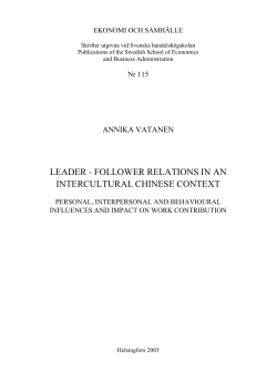 leader - follower relations in an intercultural chinese context