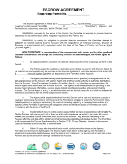 Form 62-330.301(5) &ndash; Escrow Agreement