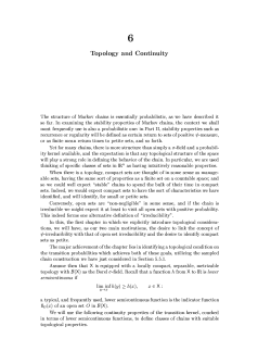 Topology and Continuity The structure of Markov