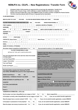 Eastern Football League Registration and Clearance Form