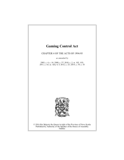 Gaming Control Act - The Nova Scotia Legislature