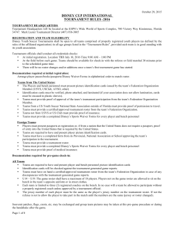 DISNEY CUP INTERNATIONAL TOURNAMENT RULES -2016