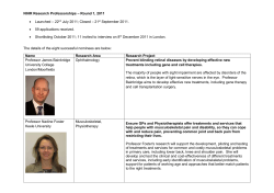 NIHR Research Professorships &ndash; Round 1, 2011 &bull; Launched &ndash; 22nd