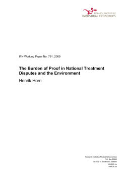 The Burden of Proof in National Treatment Disputes and the