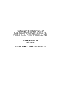 Assessing the Effectiveness of Business Support Services in England
