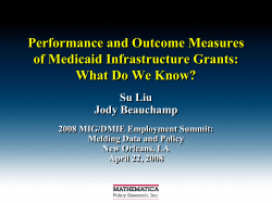 Performance and Outcome Measures of Medicaid Infrastructure