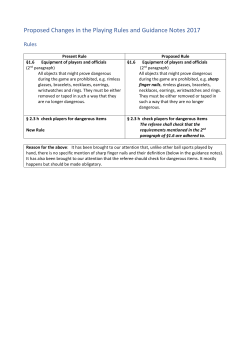 Proposed Changes in the Playing Rules and Guidance Notes 2017