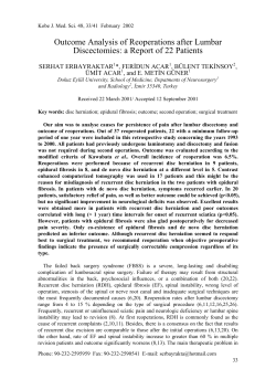 Outcome Analysis of Reoperations after Lumbar Discectomies: a