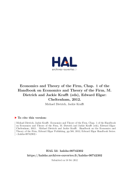 Economics and Theory of the Firm, Chap. 1 of the Handbook