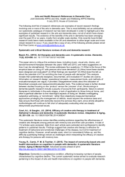 Arts and Health Research References in Dementia Care
