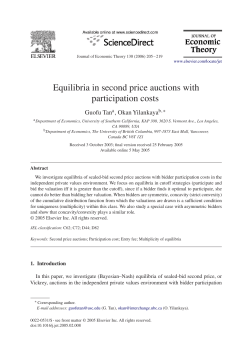 Equilibria in second price auctions with participation costs
