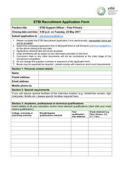 ETBI Recruitment Application Form