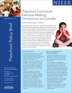 Preschool Curriculum Decision-Making: Dimensions to Consider