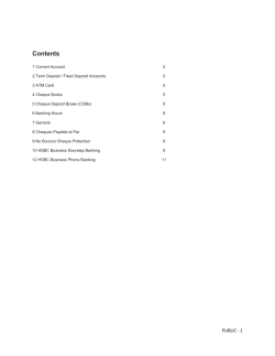Contents 1 Current Account 2 2 Term Deposit / Fixed Deposit