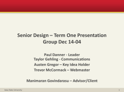 CprE 288 * May 16th C - Senior Design Dec 14-04