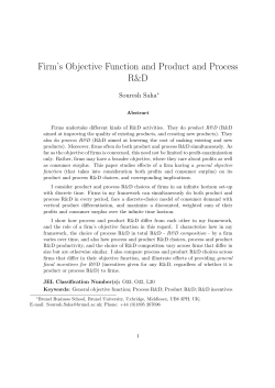 Firm`s Objective Function and Product and Process