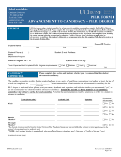 Ph.D Advancement to Candidacy - UCI