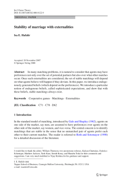 Stability of Marriage with Externalities